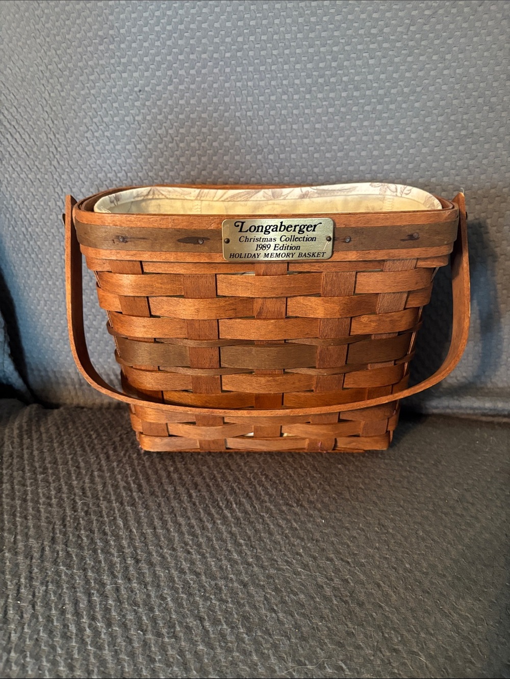 Longaberger Brown Woven Holiday Basket with Handle